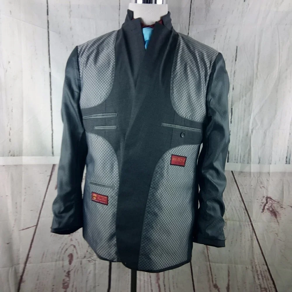 Mantoni Super Fine 44R Wool 2 Button Gray Suit Blazer Jacket